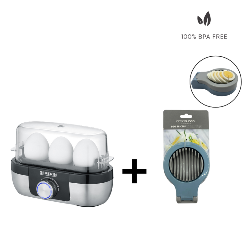 Hervidor de huevos portátil + Cortador de huevos multiusos