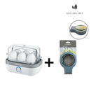 Hervidor de huevos blanco + Cortador de huevos multiusos